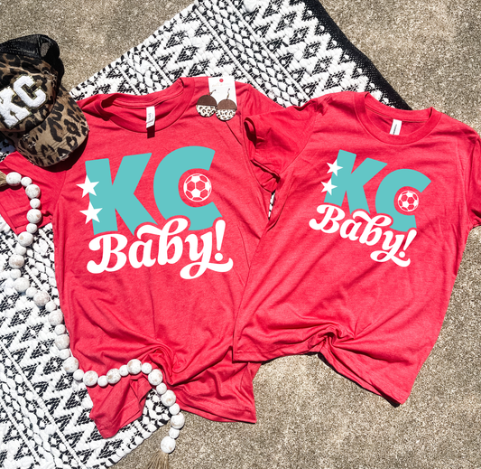 Aqua & White KC Baby Heather Red Tee