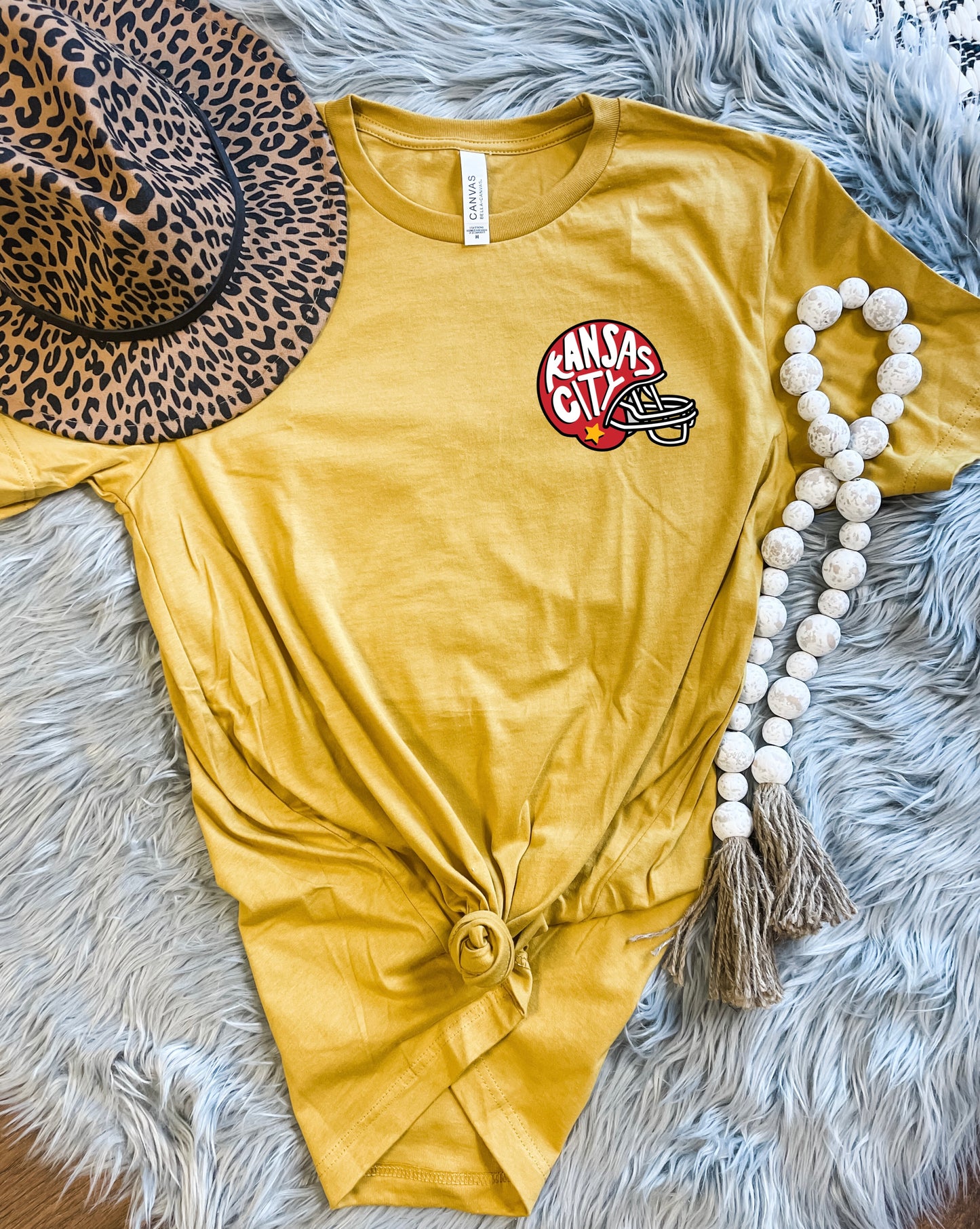**HALFTIME DEAL** Left Chest Kansas City Star Helmet Mustard Tee