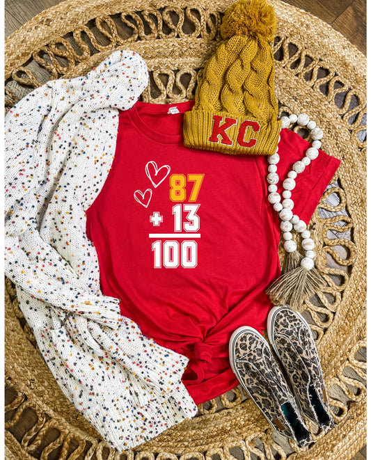 87 + 13 Red Tee