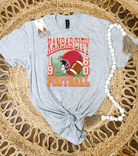 Kansas City Football & Helmet 1960 Sports Grey Tee