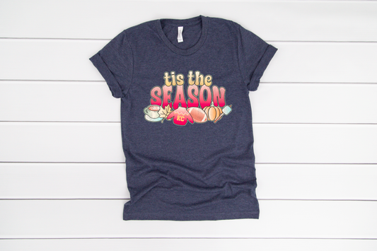 Tis The Season KC Football Heather Navy Tee