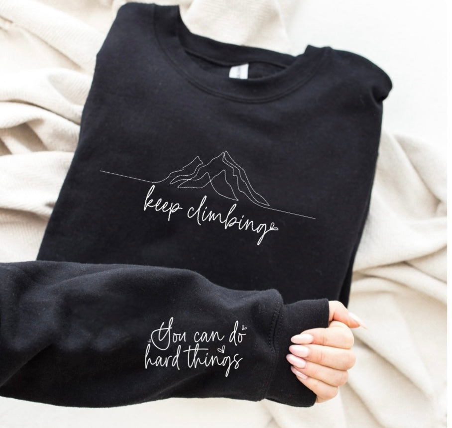 White Keep Climbing Black Sweatshirt
