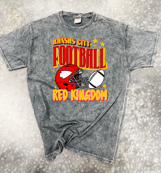 **FIRST 50** Red & Gold Kansas City Football Kingdom Grey Mineral Wash Tee