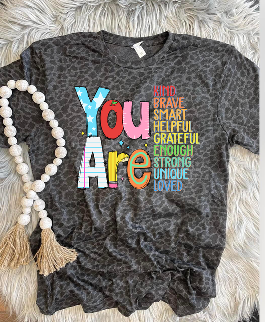 You Are Kind List Black Leopard Tee