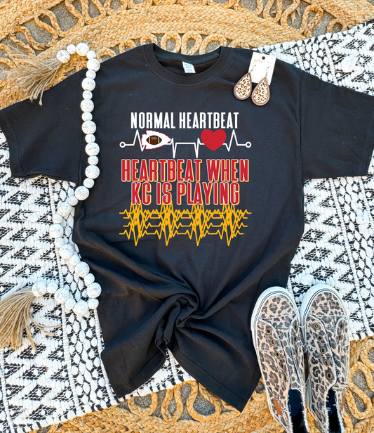 **HALFTIME DEAL** Heartbeat When KC Is Playing Black Tee