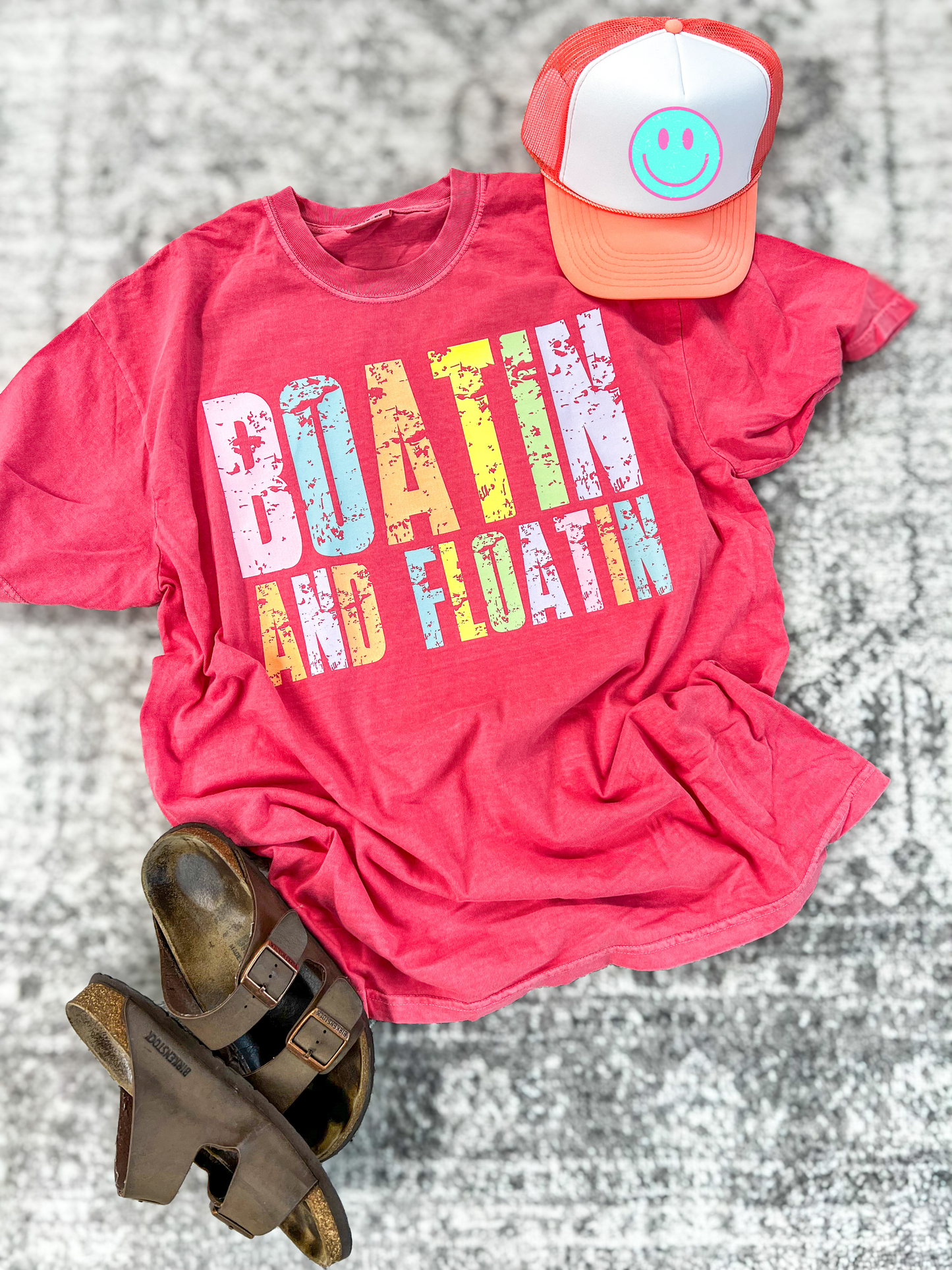 Bold Letters Boatin And Floatin Watermelon Option