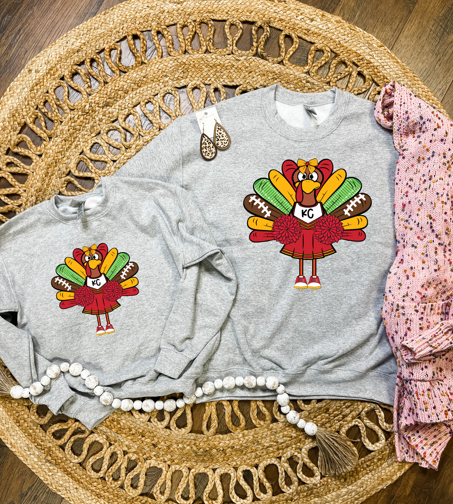 **HALFTIME DEAL** Pom Pom Kansas City Football Turkey Heather Grey Sweatshirt