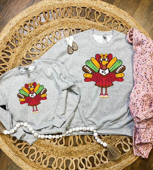 **HALFTIME DEAL** Pom Pom Kansas City Football Turkey Heather Grey Sweatshirt