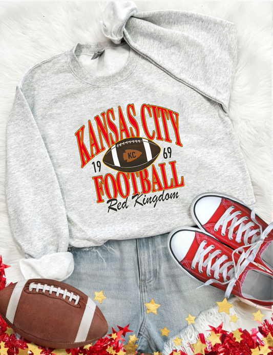 **HALFTIME DEAL** Red Kingdom Kansas City Football 1969 Ash Sweatshirt