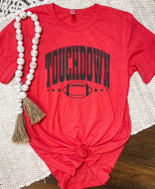 Distressed Touchdown Heather Red Tee