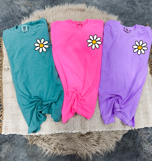 Left Chest White Daisy Tee Option