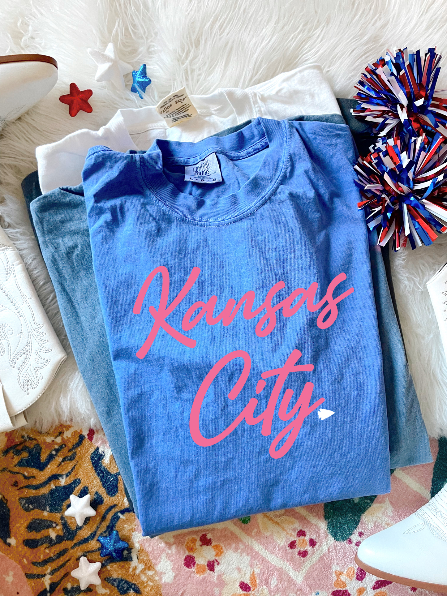 Pink Kansas City White Arrowhead Flo Blue Tee/Tank Option