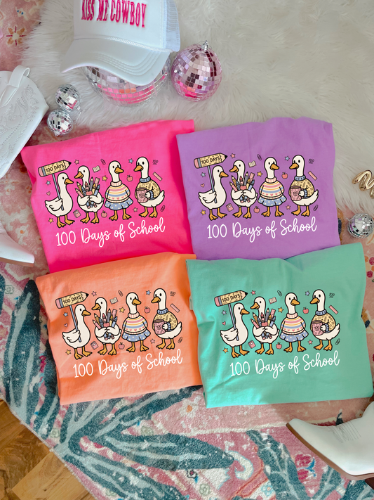 Silly Goose 100 Days Of School Tee Color Options