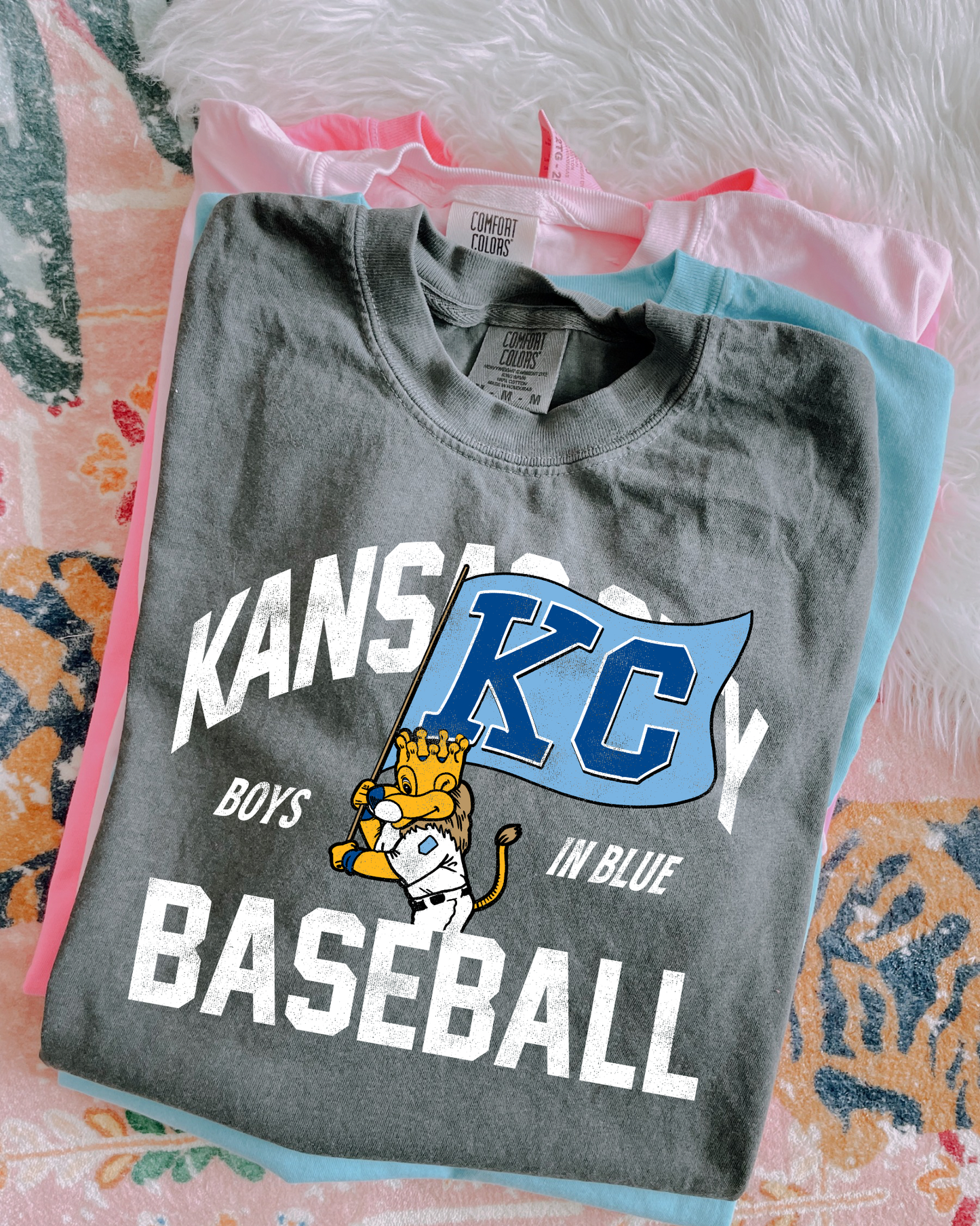 KC Flag Boys In Blue Pepper Tee