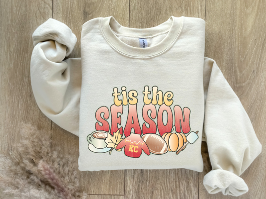 Tis The Season KC Football Sand Sweatshirt