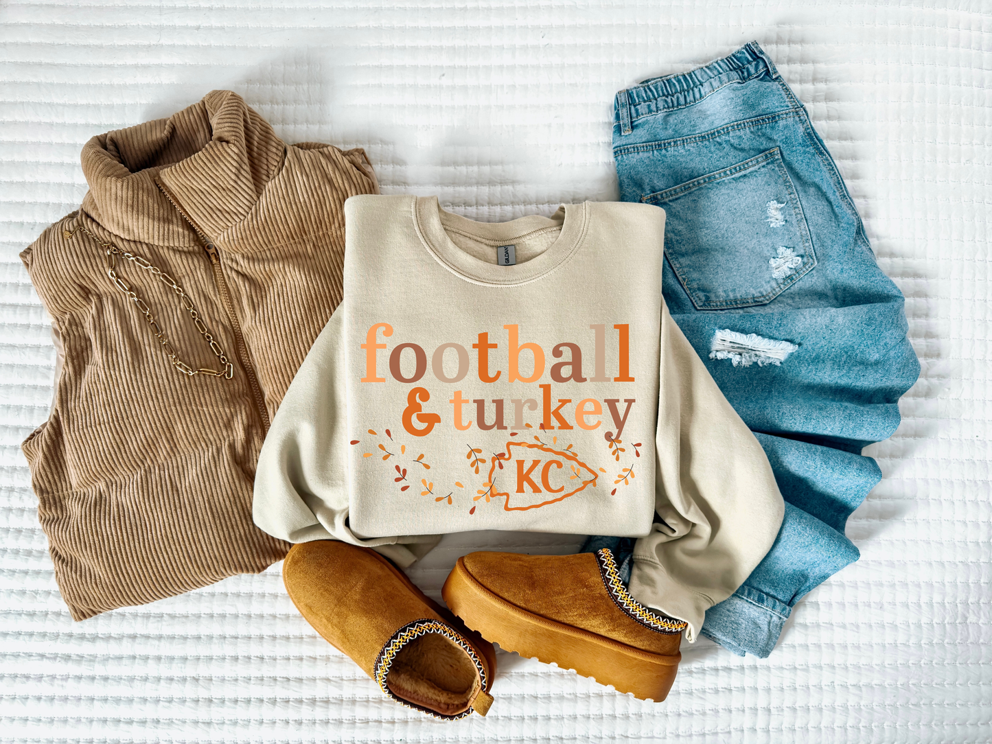 **HALFTIME DEAL** Football & Turkey Arrow Sand Sweatshirt