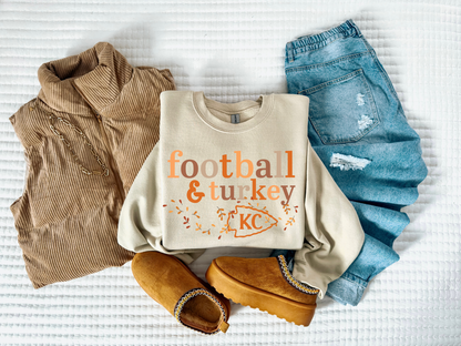 **HALFTIME DEAL** Football & Turkey Arrow Sand Sweatshirt
