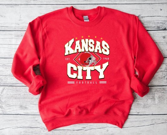 **HALFTIME DEAL** Kansas City Football Triangle Est 1960 Red Sweatshirt