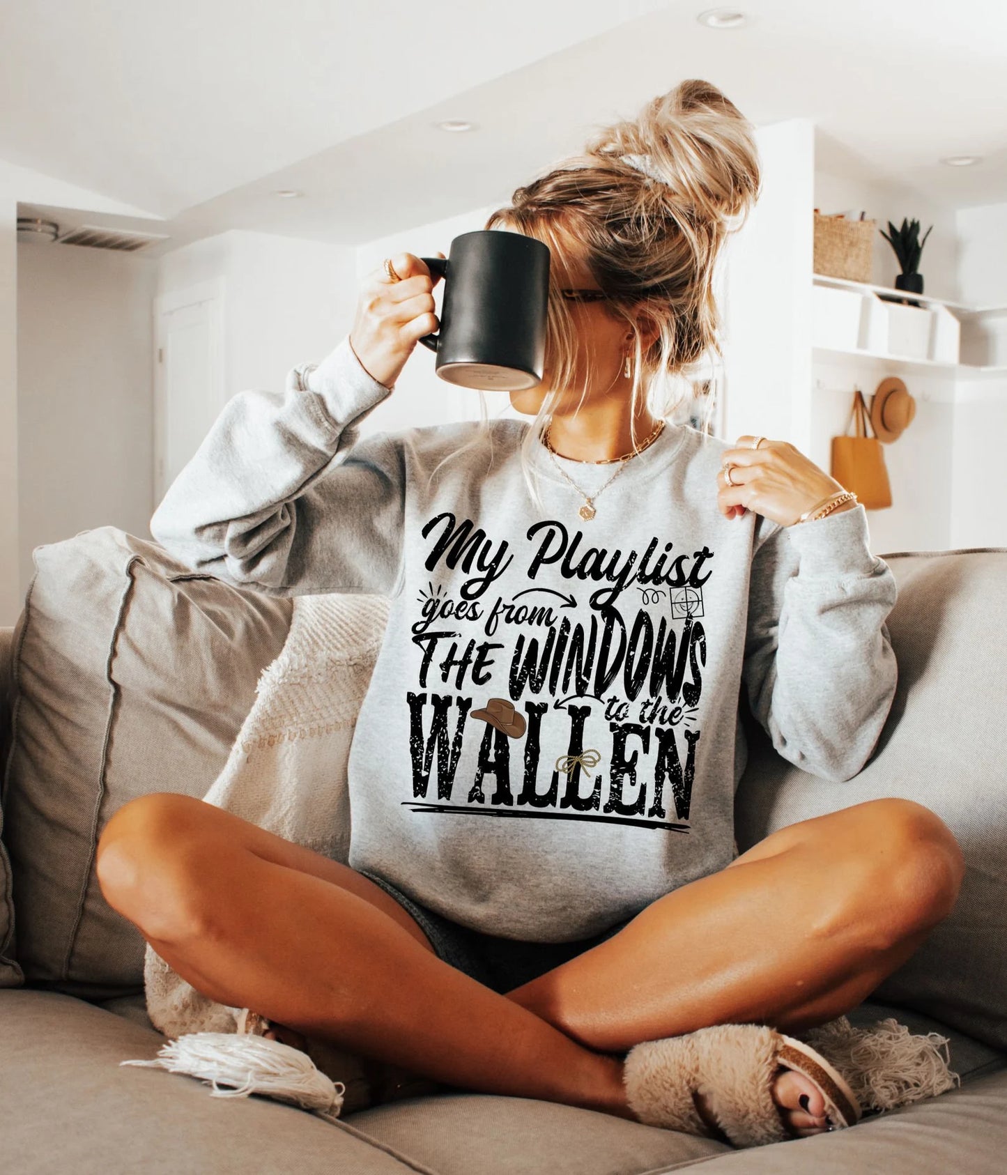 My Playlist Goes From The Window To The Wallen Sports Grey Sweatshirt