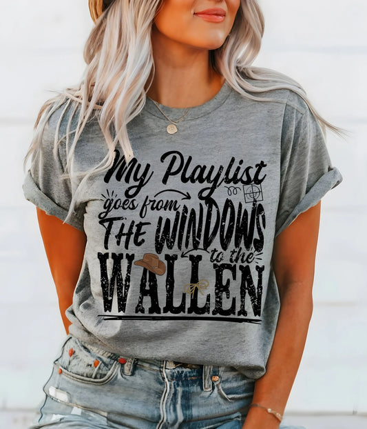 **DEAL PRICE** My Playlist Goes From The Window To The Wallen Heather Grey Tee