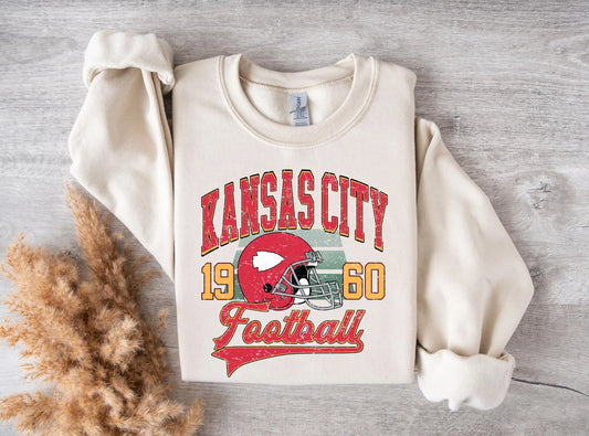 **HALFTIME DEAL** Vintage KC Football Arrowhead Helmet Sand Sweatshirt