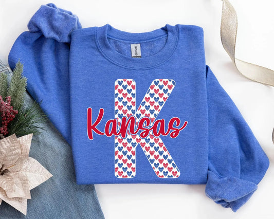 Bold K Multiple Hearts Heather Blue Option