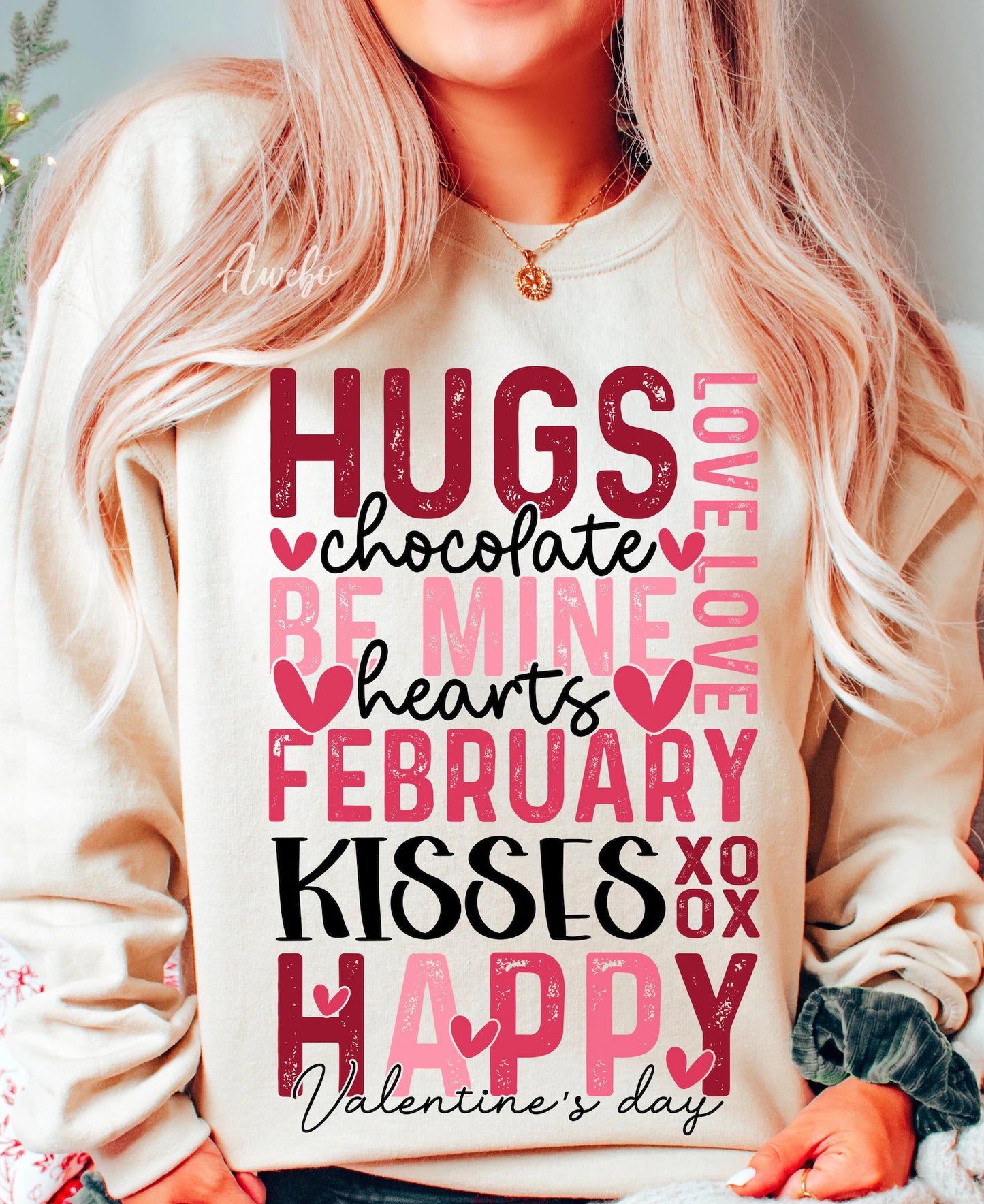 **DEAL OF THE DAY** Happy Valentine's Day List Sand Sweatshirt