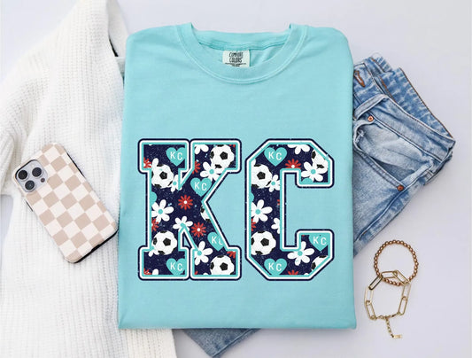 KC Daisy & Soccer Balls Chalky Mint Tee