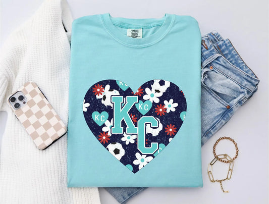 KC Daisy Soccer Heart Chalky Mint Tee
