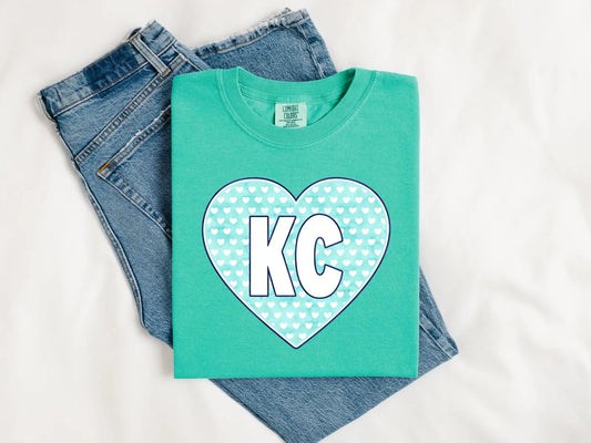 Mint KC Mini Hearts Island Green Tee