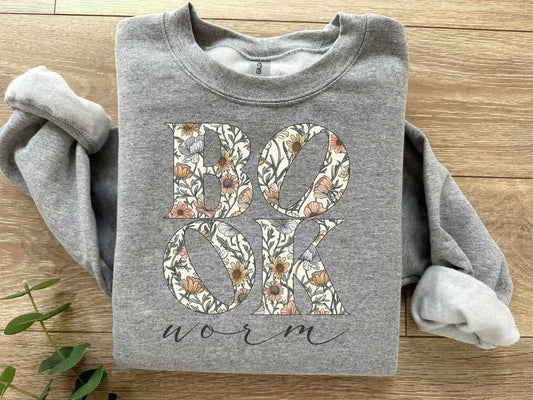 Dark Font Book Worm Heather Graphite Sweatshirt