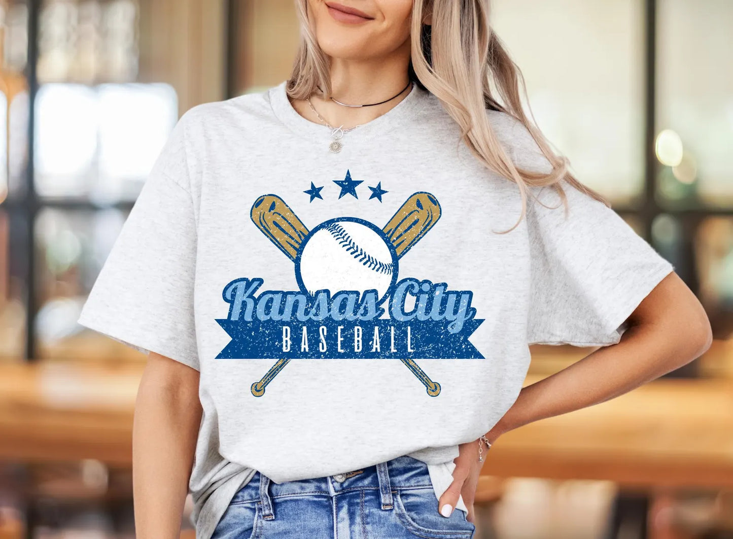 Crossed Bats Kansas City Baseball Ash Tee