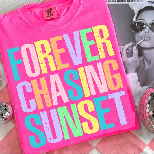 **DEAL PRICE** Colorful Forever Chasing Sunsets Neon Pink Tee/Tank Option