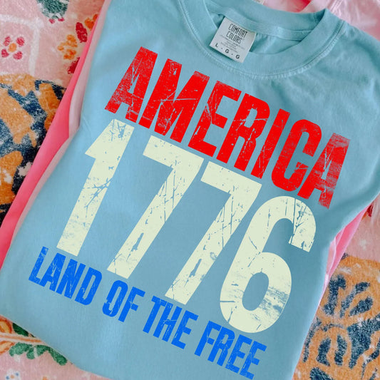 **DEAL PRICE** America 1776 Land Of The Free Chalky Mint Tee/Tank Option