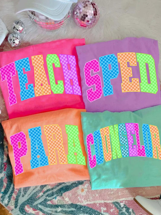 **Back To School** Checkered Occupation Tee Option