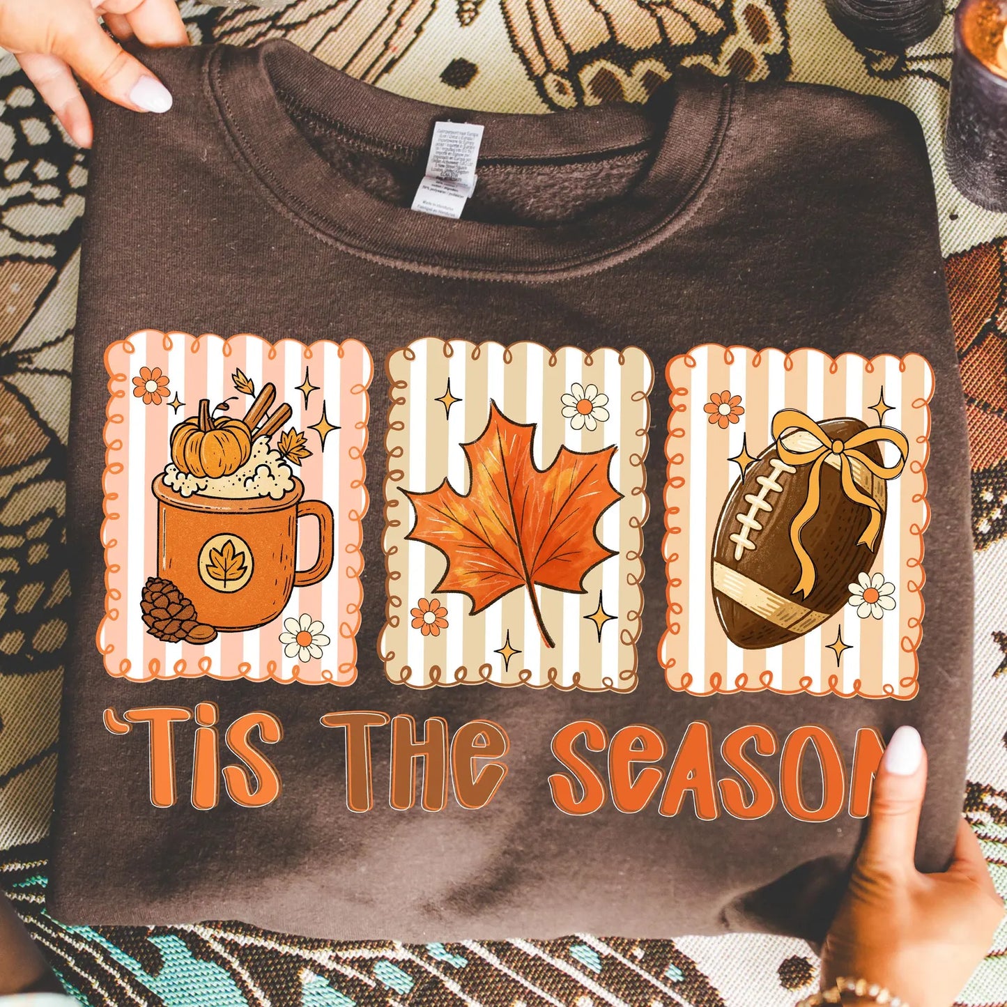Latte Leaf & Pumpkins Tis The Season Chocolate Sweatshirt