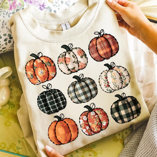 Fall Floral & Plaid Collage Sand Sweatshirt