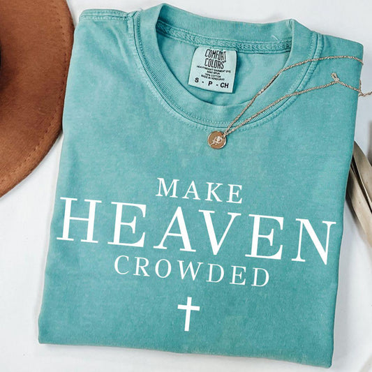**DEAL PRICE** Make Heaven Crowded White Cross Seafoam Tee