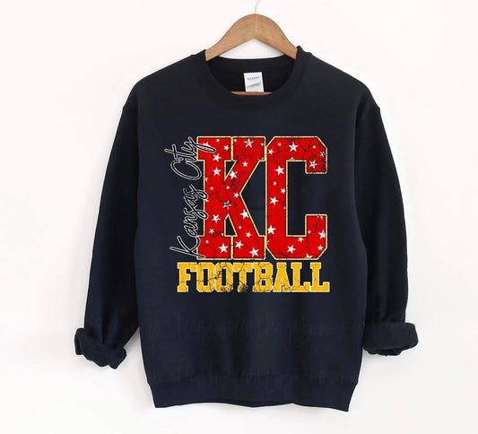 **DEAL PRICE** Kansas City Script Crackle Football Black Sweatshirt