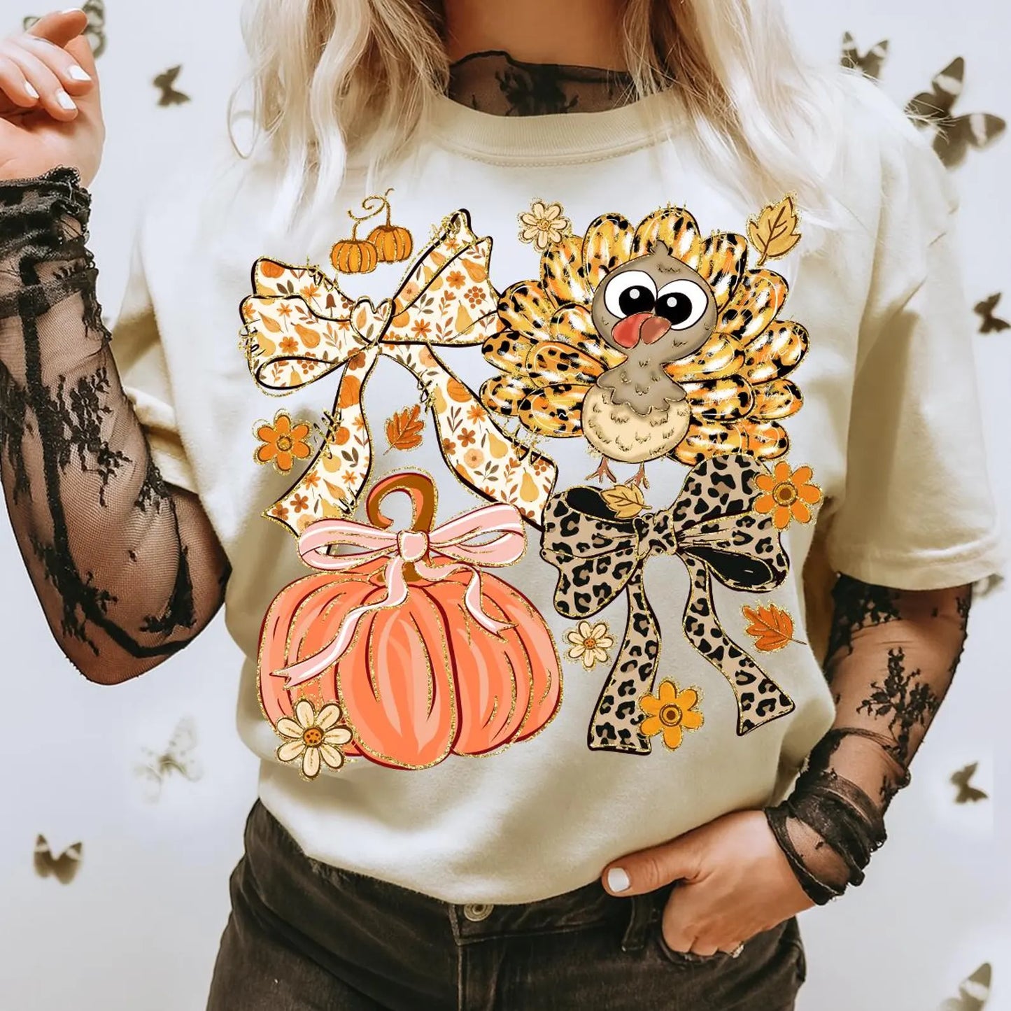 Ribbons & Turkeys Ivory Tee