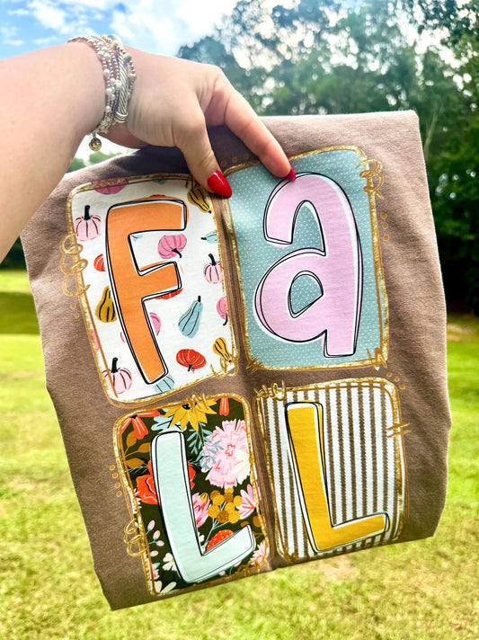 4 Square Design Fall Espresso Tee