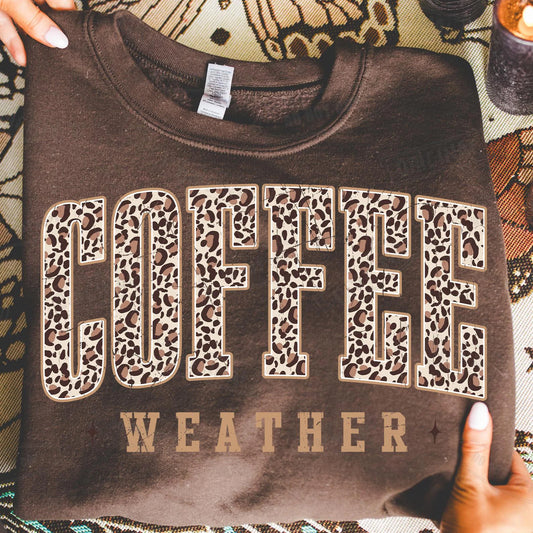 Distressed Leopard Coffee Weather Chocolate Sweatshirt