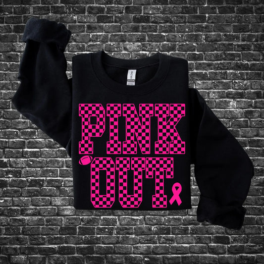 **HALFTIME DEAL** Pink Checkered Pink Out Black Sweatshirt