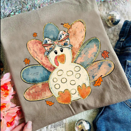 Watercolor Turkey Espresso Tee