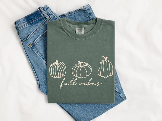 Neutral Fall Vibes Pumpkin Moss Tee
