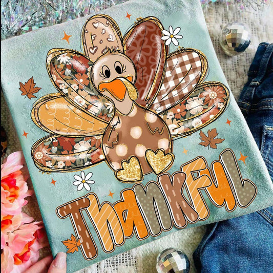 Thankful Turkey Light Green Tee