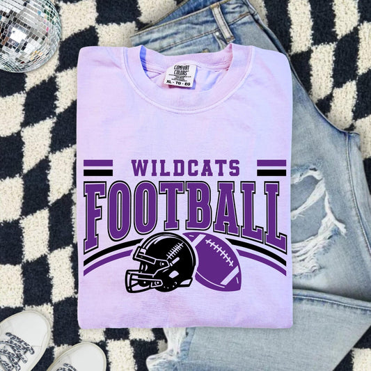 Solid Black & Purple Wildcats Football Orchid Tee