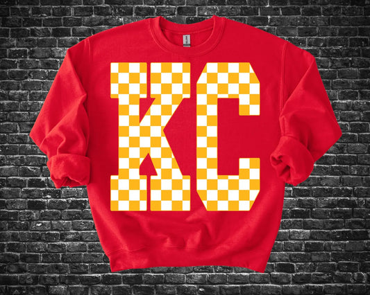**HALFTIME DEAL** Oversized Red & Gold Blocked KC Red Sweatshirt