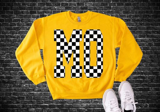 Oversized Black & White Checkered MO Gold Sweatshirt