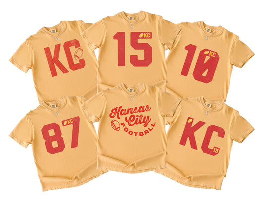 **HALFTIME DEAL** KC Football Collection Mustard Tee Option